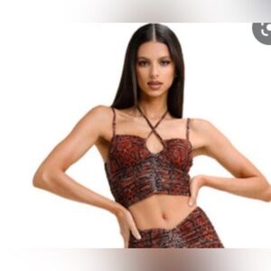 I.AM.GIA.Ruched orange snake skin Top
 Colette top size XS